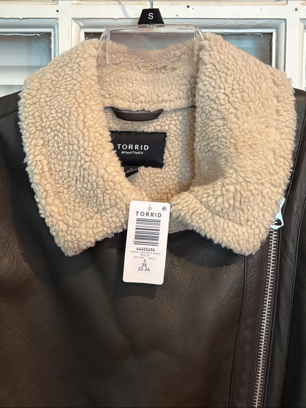 Torrid Brown Faux Leather Teddy Aviator Jacket with Cream Sherpa size 22-24 - Picture 6 of 13